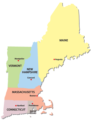 Map New England States New England Map   Maps of the New England States